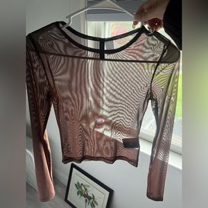 brown see through top